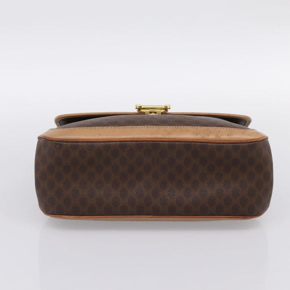 CELINE Macadam Hand Bag PVC Leather Brown Gold Tone Auth 196416