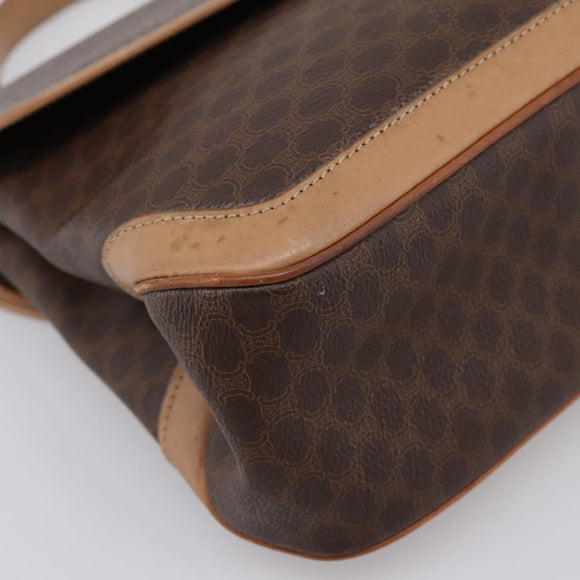 CELINE Macadam Hand Bag PVC Leather Brown Gold Tone Auth 196416