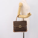 CELINE Macadam Hand Bag PVC Leather Brown Gold Tone Auth 196416-22