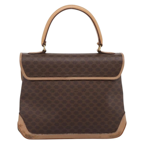 CELINE Macadam Hand Bag PVC Leather Brown Gold Tone Auth 196416