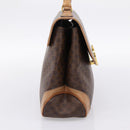 CELINE Macadam Hand Bag PVC Leather Brown Gold Tone Auth 196416-4