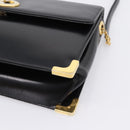 Christian Dior Shoulder Bag Leather Calf Skin Black Gold Tone Auth 196419A-9