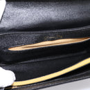 Christian Dior Shoulder Bag Leather Calf Skin Black Gold Tone Auth 196419A-11