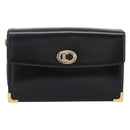 Christian Dior Shoulder Bag Leather Calf Skin Black Gold Tone Auth 196419A-13