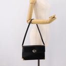 Christian Dior Shoulder Bag Leather Calf Skin Black Gold Tone Auth 196419A-28