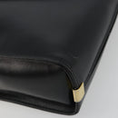 Christian Dior Calf Skin Hand Bag Leather Black Gold Tone Auth 196420-10