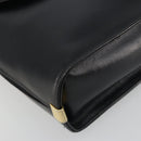 Christian Dior Calf Skin Hand Bag Leather Black Gold Tone Auth 196420-11
