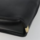 Christian Dior Calf Skin Hand Bag Leather Black Gold Tone Auth 196420-12