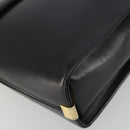Christian Dior Calf Skin Hand Bag Leather Black Gold Tone Auth 196420-13