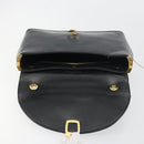 Christian Dior Calf Skin Hand Bag Leather Black Gold Tone Auth 196420-16