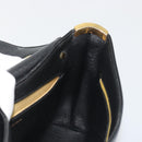 Christian Dior Calf Skin Hand Bag Leather Black Gold Tone Auth 196420-19