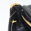 Christian Dior Calf Skin Hand Bag Leather Black Gold Tone Auth 196420-20