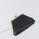 Christian Dior Calf Skin Hand Bag Leather Black Gold Tone Auth 196420-24