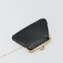 Christian Dior Calf Skin Hand Bag Leather Black Gold Tone Auth 196420-25