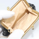 Christian Dior Calf Skin Hand Bag Leather Black Gold Tone Auth 196420-26