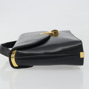 Christian Dior Calf Skin Hand Bag Leather Black Gold Tone Auth 196420-5