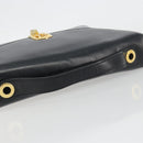 Christian Dior Calf Skin Hand Bag Leather Black Gold Tone Auth 196420-7