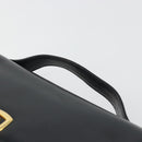 Christian Dior Calf Skin Hand Bag Leather Black Gold Tone Auth 196420-8