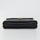 Christian Dior Calf Skin Hand Bag Leather Black Gold Tone Auth 196420-9