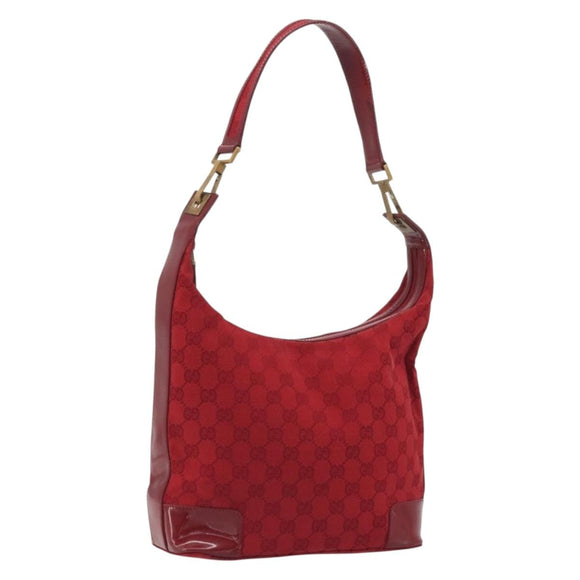 GUCCI GG Canvas Shoulder Bag Red Gold Tone 001 4204 Auth 196424A