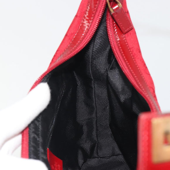 GUCCI GG Canvas Shoulder Bag Red Gold Tone 001 4204 Auth 196424A