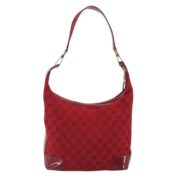 GUCCI GG Canvas Shoulder Bag Red Gold Tone 001 4204 Auth 196424A