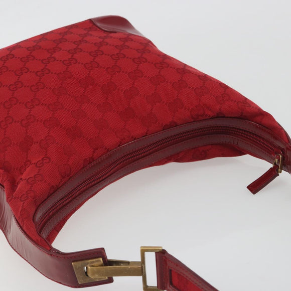 GUCCI GG Canvas Shoulder Bag Red Gold Tone 001 4204 Auth 196424A