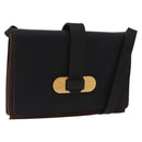 LOEWE Shoulder Bag Suede Dark Brown Gold Tone Auth 196425A-1