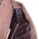 LOEWE Shoulder Bag Suede Dark Brown Gold Tone Auth 196425A-19