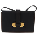 LOEWE Shoulder Bag Suede Dark Brown Gold Tone Auth 196425A-13