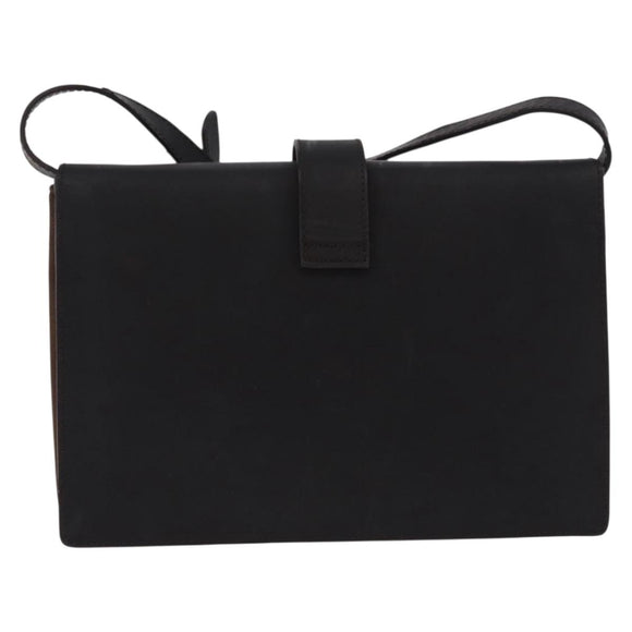 LOEWE Shoulder Bag Suede Dark Brown Gold Tone Auth 196425A