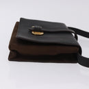 LOEWE Shoulder Bag Suede Dark Brown Gold Tone Auth 196425A-3
