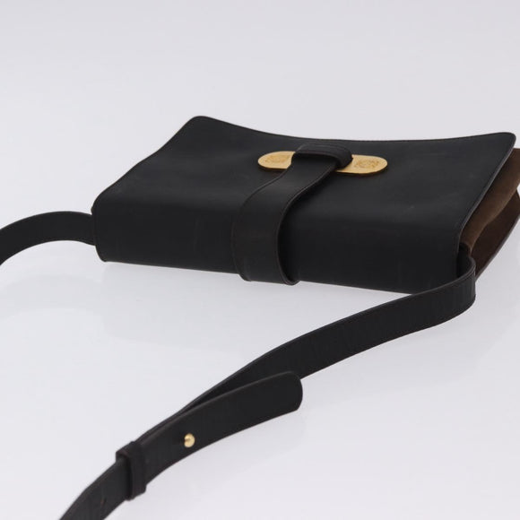 LOEWE Shoulder Bag Suede Dark Brown Gold Tone Auth 196425A