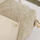 CHANEL Matelasse Boston Bag Canvas 2way Beige Gold Tone CC Auth 196428A-12