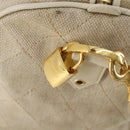 CHANEL Matelasse Boston Bag Canvas 2way Beige Gold Tone CC Auth 196428A-16