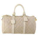 CHANEL Matelasse Boston Bag Canvas 2way Beige Gold Tone CC Auth 196428A-2