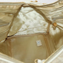 CHANEL Matelasse Boston Bag Canvas 2way Beige Gold Tone CC Auth 196428A-21