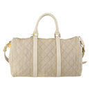 CHANEL Matelasse Boston Bag Canvas 2way Beige Gold Tone CC Auth 196428A-3
