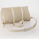 CHANEL Matelasse Boston Bag Canvas 2way Beige Gold Tone CC Auth 196428A-7