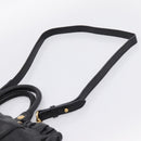 Miu Miu Vitellolux Hand Bag Leather 2way Black Gold Tone Auth 196431-12