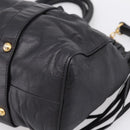 Miu Miu Vitellolux Hand Bag Leather 2way Black Gold Tone Auth 196431-14