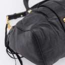 Miu Miu Vitellolux Hand Bag Leather 2way Black Gold Tone Auth 196431-17