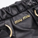 Miu Miu Vitellolux Hand Bag Leather 2way Black Gold Tone Auth 196431-18