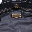 Miu Miu Vitellolux Hand Bag Leather 2way Black Gold Tone Auth 196431-19