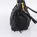Miu Miu Vitellolux Hand Bag Leather 2way Black Gold Tone Auth 196431-4