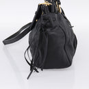 Miu Miu Vitellolux Hand Bag Leather 2way Black Gold Tone Auth 196431-5