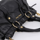 Miu Miu Vitellolux Hand Bag Leather 2way Black Gold Tone Auth 196431-6