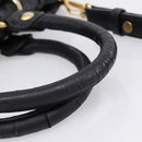 Miu Miu Vitellolux Hand Bag Leather 2way Black Gold Tone Auth 196431-8