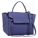 CELINE Belt Bag Hand Bag Leather 2way Blue Gold Tone Auth 196432-1