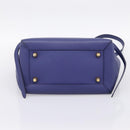 CELINE Belt Bag Hand Bag Leather 2way Blue Gold Tone Auth 196432-11